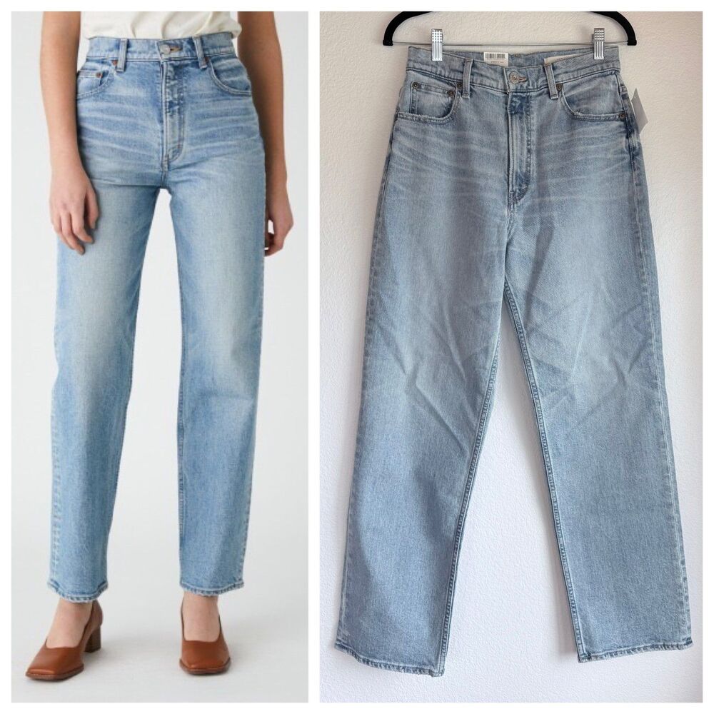 MOUSSY Plain Jeans Straight High Rise NWT Premium Japanese Denim Light Wash 28